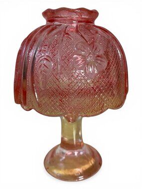 Pink Floral Vintage Glass Fairy Lamp 6" Vintage